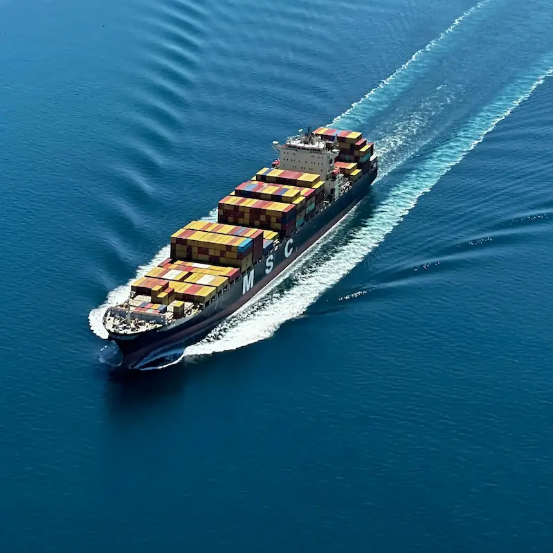 Container ship at sea - marine grade stainless steel filters for fuel and lube oil systems